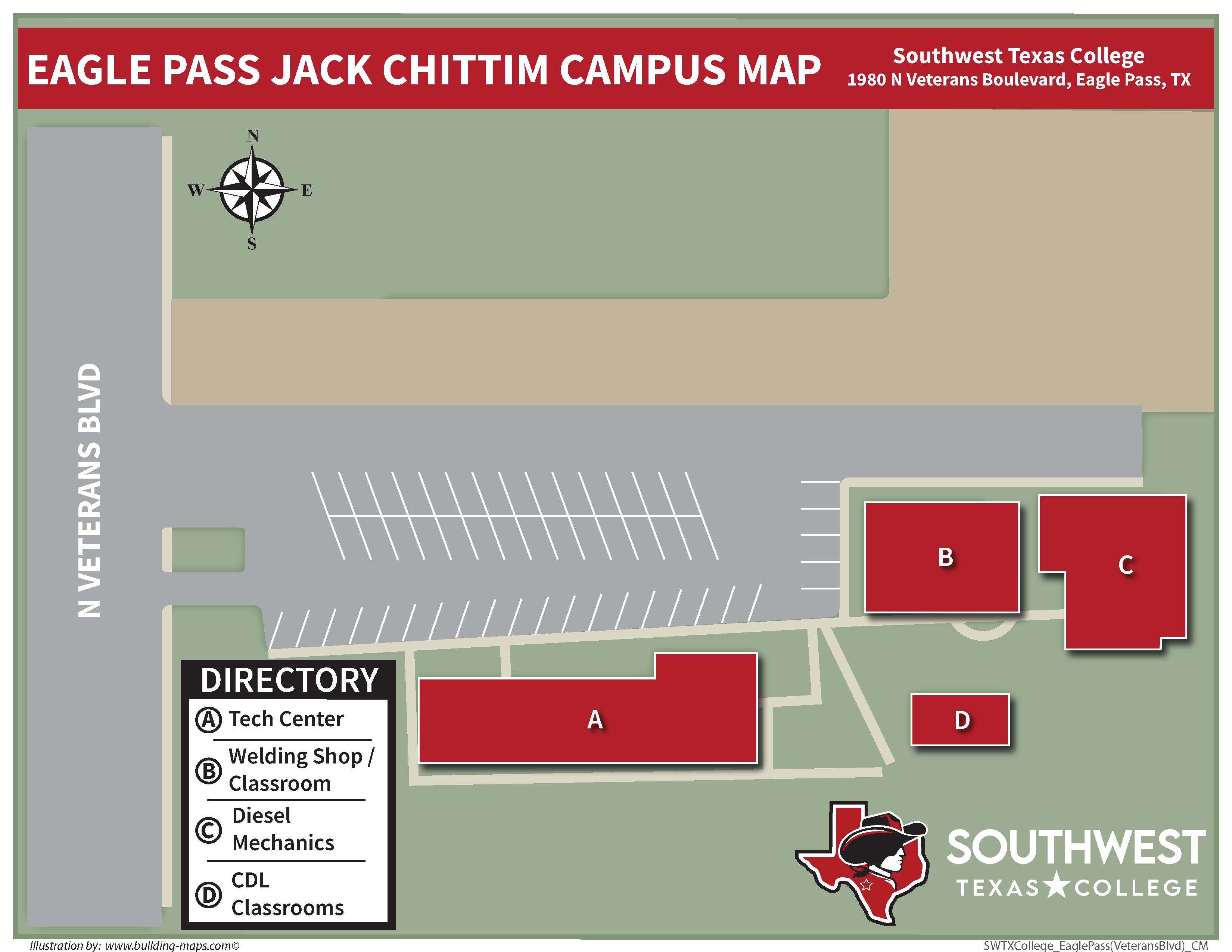 Eagle Pass  Jack R. Chittim Technical Campus Map with Building ID