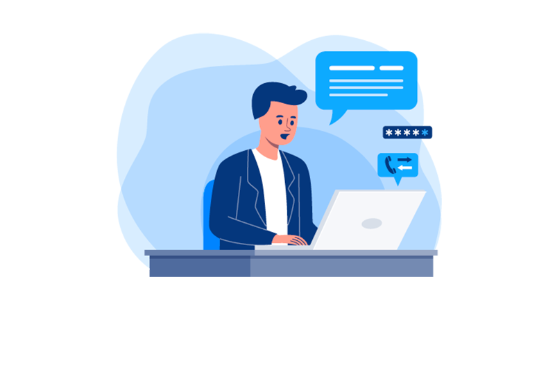 Graphic of an instructor utilizing an online knowledge base.