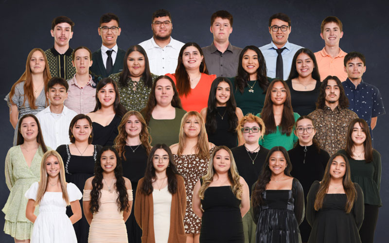 Bottom Row (L-R) Kaisey Bodiford, Kamila Morales, Anasofia Chaverria, Kassandra Leyva, Arleth Curz, Sierra Ramos Row two (L-R) Danielle Garcia, Willow Nieto, Dannika Walker, Melanie Ramirez, Jolie Myers, Abigail Ramirez, Lelianna Valdez Row three (L-R) Mario Garza, Arlynn Lopez, Caitlin Renard, Carolina Gonzalez, Jennel Mariscal, Jon Jimenez Row four (L-R) Avery Adams, Areli Searcy, Bethany Paulino, Andrea Valdez, Alexandria Nolasco, Aubrey Dominguez, Adrian Saucedo Top row (L-R) Santana Ayala, Amos Osio, Solomon Palanco, Gregory Maxwell, Joe Moreno, Luke Leavelle