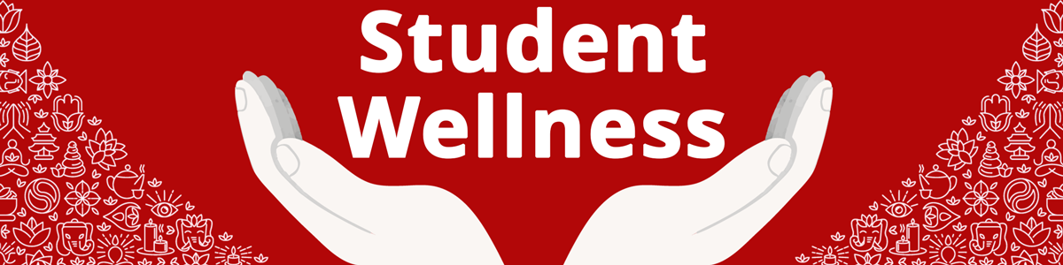 Blue background with open hands hovering over the title Mental Wellness.